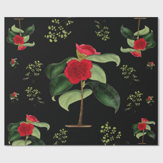 Papier Cadeau Camellia Japonica au papier d'emballage de minuit