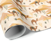 Papier Cadeau Camels Dunes Cactus : Désert sans mer (Coin rond)