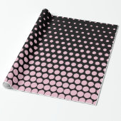 Papier Cadeau Cameo Pink Poka Dot Noir moderne (Déroulé)