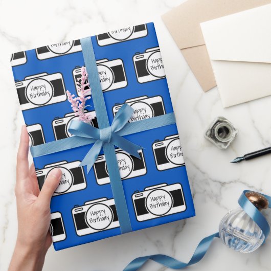 Papier Cadeau Caméra avec texte d'anniversaire (Cadeaux)