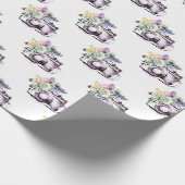 Papier Cadeau Caméra florale bleu violet Boho (Coin)