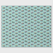 Papier Cadeau Caméra rétro sur bleu clair (Plat)