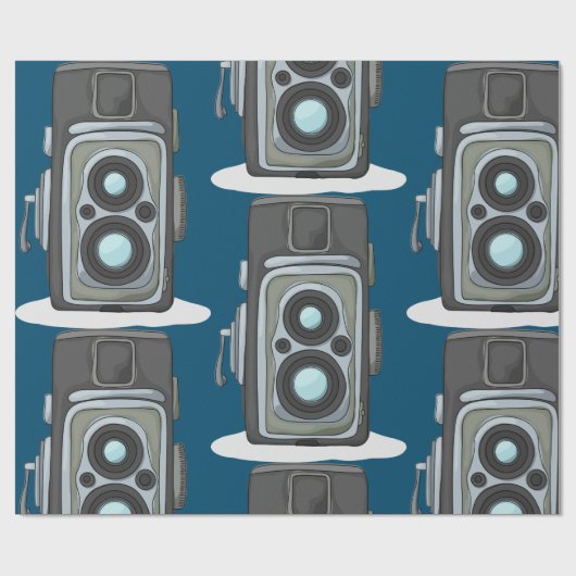 Papier Cadeau Caméra vintage (Plat)