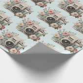 Papier Cadeau Camera with Flowers Retro Pastel Pattern (Coin)