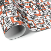 Papier Cadeau Caméras film vintage, motif sans soudure. (Coin rond)