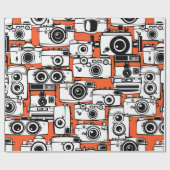 Papier Cadeau Caméras photo vintage motif sans couture (Plat)