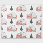 Papier Cadeau Camion à feu et papier d'enlèvement de sapin de No (Plat)