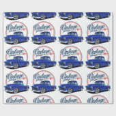 Papier Cadeau Camion bleu vintage (Plat)