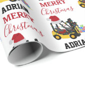 Papier Cadeau Camion chariot élévateur de Noël (Coin rond)