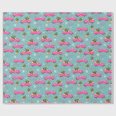 Papier Cadeau Camion d'aquarelle rose festin (Plat)