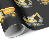 Papier Cadeau Camion de construction avec ballons Anniversaire (Coin rond)