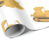 Papier Cadeau Camion de construction Bulldozer (Coin rond)