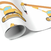 Papier Cadeau Camion de construction de grue (Coin rond)