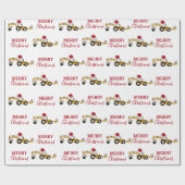 Papier Cadeau Camion de construction de la canot de Noël (Plat)