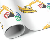 Papier Cadeau Camion de construction d'excavateur ABC (Coin rond)