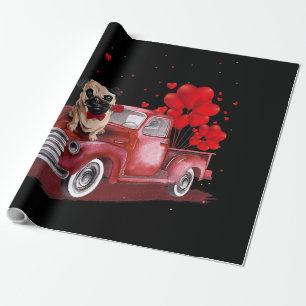 Papier Cadeau Camion de Cute Pug Valentine
