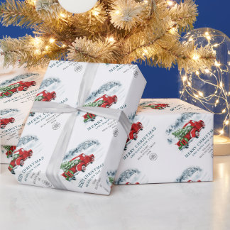 Papier Cadeau Camion de ferme rouge vintage Noël vacances