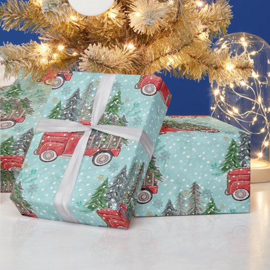 Papier Cadeau Camion de Noël Rouge (Vacances)