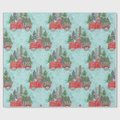 Papier Cadeau Camion de Noël Rouge (Plat)