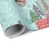 Papier Cadeau Camion de Noël Rouge (Coin rond)