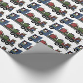 Papier Cadeau Camion de Père Noël de Noël conduisant l'enveloppe (Coin)