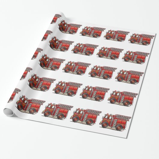 Papier Cadeau Camion de pompiers d'échelle (Déroulé)