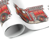 Papier Cadeau Camion de pompiers d'échelle (Coin rond)