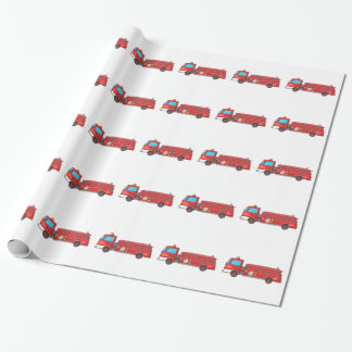 Papier Cadeau Camion de pompiers/moteur de bande dessinée