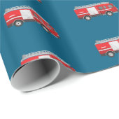 Papier Cadeau Camion de pompiers rouge (Coin rond)