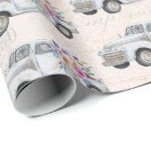 Papier Cadeau Camion de ramassage vintage Aquarelle rustique (Coin rond)