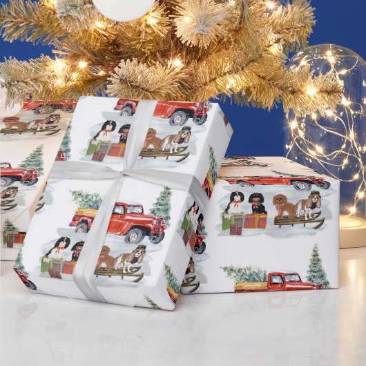 Papier Cadeau Camion d'hiver Cavalier King Charles Spaniels (Vacances)