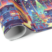 Papier Cadeau Camion d'incendie dans la caserne d'incendie Arbre (Coin rond)