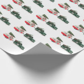 Papier Cadeau camion festif et camper Noël rouge et vert (Coin)