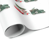 Papier Cadeau camion festif et camper Noël rouge et vert (Coin rond)