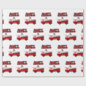 Papier Cadeau Camion-Feu Et Chien Dalmatien Joyeux Anniversaire (Plat)