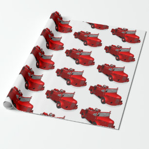 Papier Cadeau Camion feu Vintage rouge mou