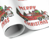 Papier Cadeau Camion Gnome Arbre de Noël (Coin rond)