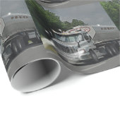 Papier Cadeau Camion gris de réservoir d'alimentation de bétail (Coin rond)