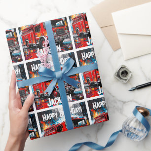 Papier Cadeau Camion incendie en ville