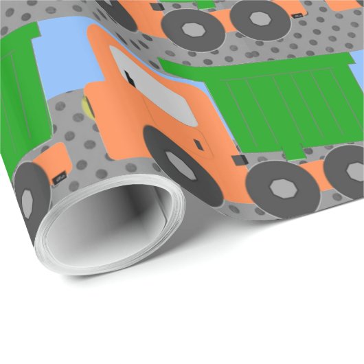 Papier Cadeau Camion orange dump (Coin rond)