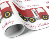 Papier Cadeau Camion rouge Anniversaire présent (Coin rond)