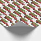 Papier Cadeau Camion Rouge avec arbre de Noël (Coin)