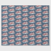 Papier Cadeau Camion Rouge de Noël avec Sucres de canne (Plat)