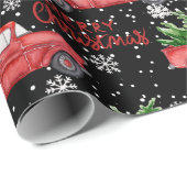 Papier Cadeau Camion Rouge neige Joyeux Noël (Coin rond)