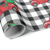 Papier Cadeau Camion rouge | Noir | White Buffalo Check Motif Wr (Coin rond)