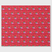 Papier Cadeau Camion Rouge Rose De Noël Avec Arbre Et Souhaits (Plat)