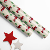 Papier Cadeau Camion Rouge Rustique Noël