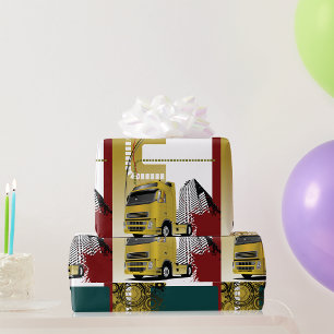 Papier Cadeau Camion Semi-Urbain Jaune Horizon Urbain
