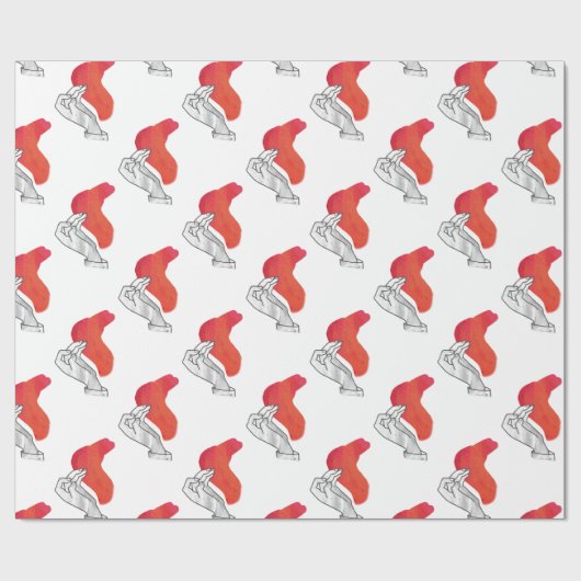 Papier Cadeau Camion Silhouette Main Rouge (Plat)