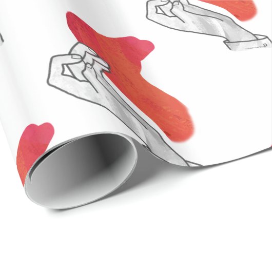 Papier Cadeau Camion Silhouette Main Rouge (Coin rond)